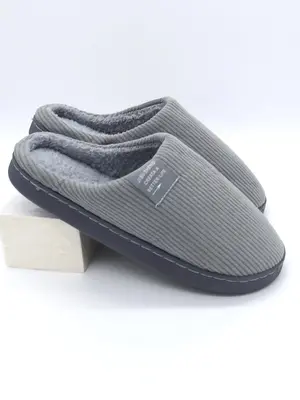 Men's Solid Color Plush Slippers, Casual Soft Comfortable Home Slippers, Warm Slippers for Indoor & Outdoor Use for Fall & Wi...