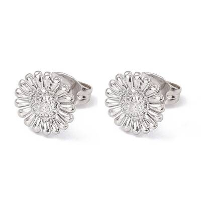 Non-Tarnish 304 Stainless Steel Sunflower Stud Earrings for Women