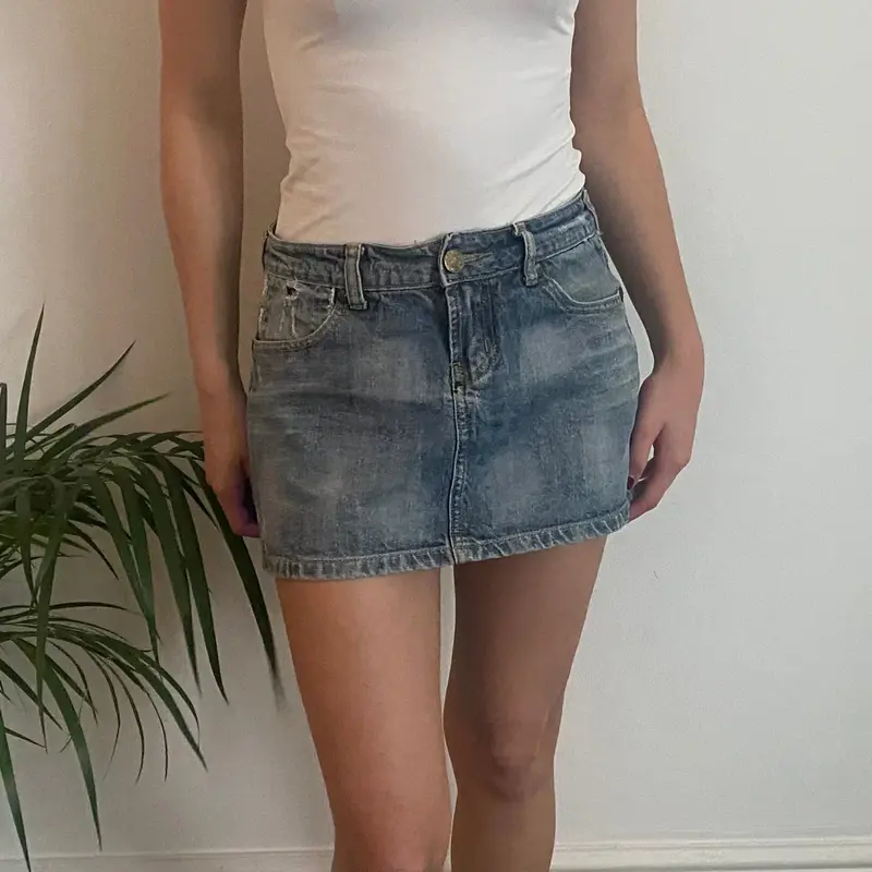 Unbranded Mini Denim Skirt - 29W UK 10 Blue Cotton