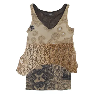 SFIZO Womens Printed Top Brown Sleeveless M
