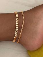 Simple Plain Stainless Steel  Layers Anklet, 2pcs Fashionable Body Jewelry for Women & Girls, Fashion Jewelry for Party, Dail...