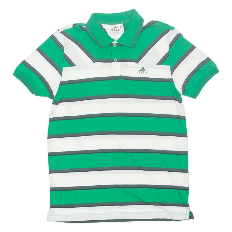 ADIDAS Mens Polo Shirt Green Striped L