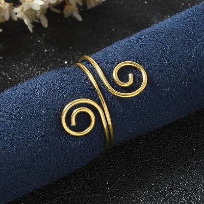 304 Stainless Steel Round Wrap Open Cuff Rings for Women Men