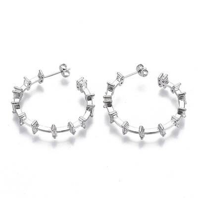 Brass Micro Pave Clear Cubic Zirconia Stud Earrings