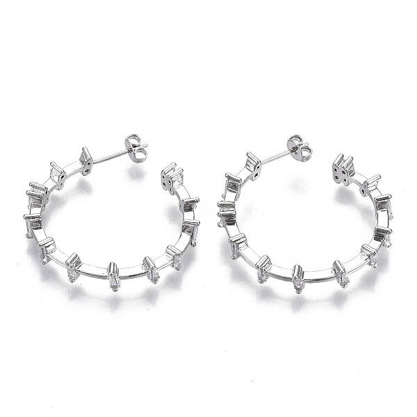 Brass Micro Pave Clear Cubic Zirconia Stud Earrings