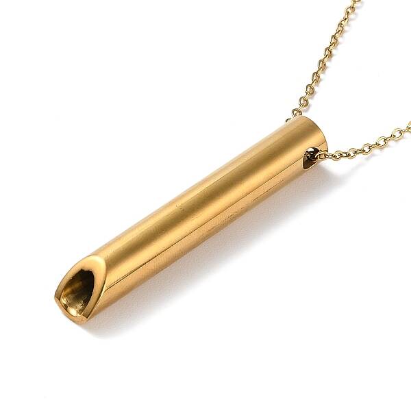 304 Stainless Steel Whistle Shaped Pendant Necklaces