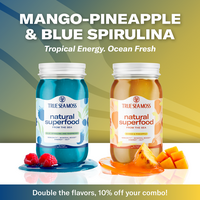 TrueSeaMoss 2-Bottle Bundle: Mango-Pineapple & Blue Spirulina-Raspberry – Wildcrafted Irish Sea Moss Gel – Rich in Minera...