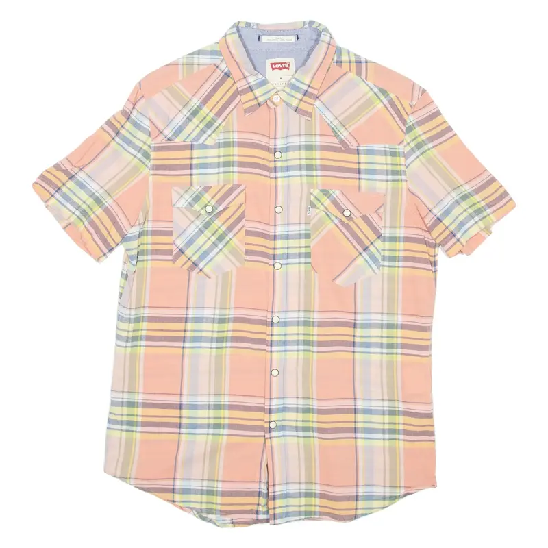 LEVI'S STRAUSS & CO Slim Fit Mens Shirt Orange Check M