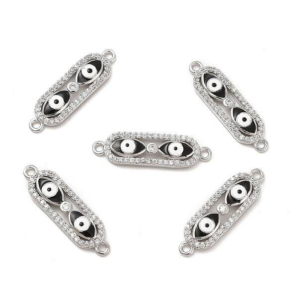 Brass Micro Pave Clear Cubic Zirconia Connector Charms with Enamel