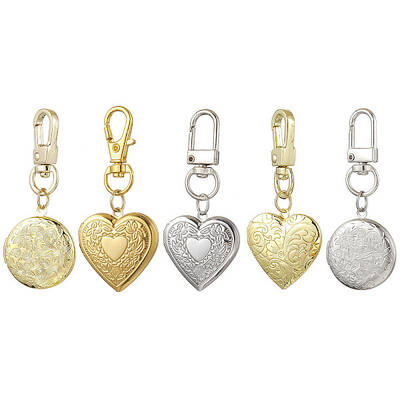 5Pcs 5 Styles Brass Locket Pendant Decoration