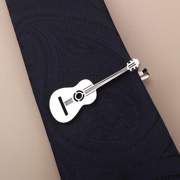 Stainless Steel Guitar Shaped Tie Clips