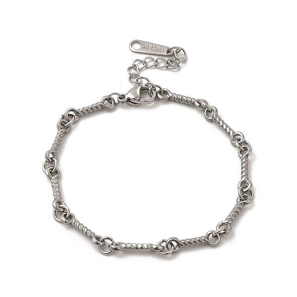 Non-Tarnish 304 Stainless Steel Twist Bar Link Bracelet for Women