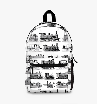 Vintage Retro Steam Old Trains Poster Black Backpack