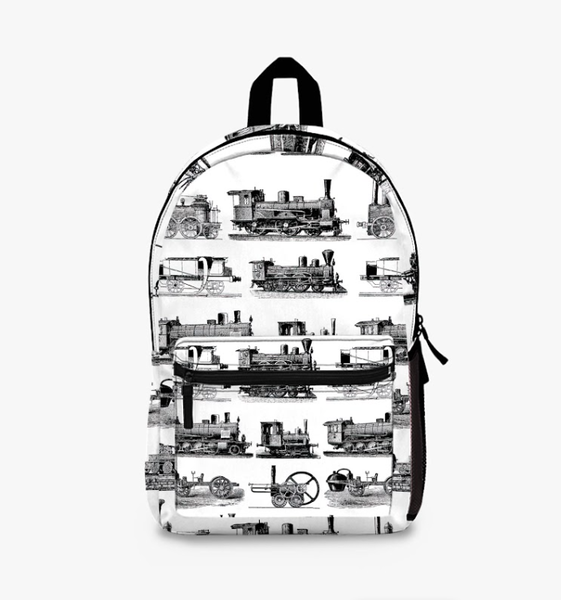Vintage Retro Steam Old Trains Poster Black Backpack