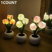 Tulip Flower Lamp, LED Simulation Tulip Nightlight with Vase Table Lamp Decoration Suitable for Home, Living Room, Tabletop D...