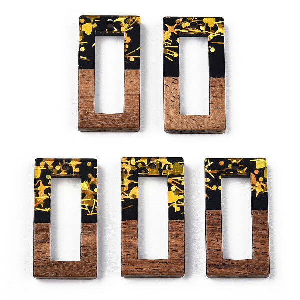 Opaque Resin & Walnut Wood Pendants