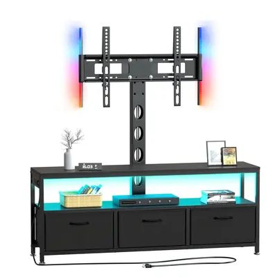 Modern TV Stand with Mount & Power Outlet, Customizable LED Entertainment Center for 45-65 Inch TVs, Adjustable Media Console...