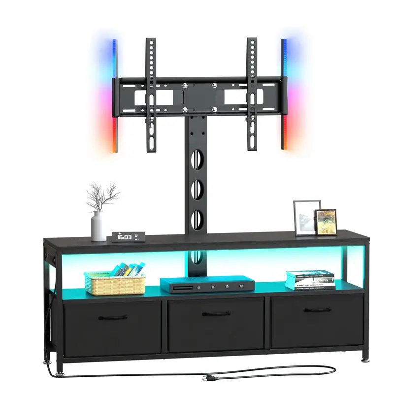 Modern TV Stand with Mount & Power Outlet, Customizable LED Entertainment Center for 45-65 Inch TVs, Adjustable Media Console...