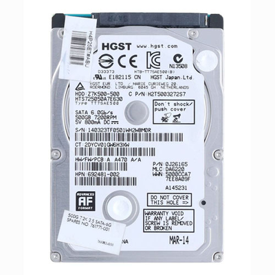 761771-001 HP 500GB 7200RPM SATA 6Gb/s 32MB Cache 2.5-inch Hard Drive