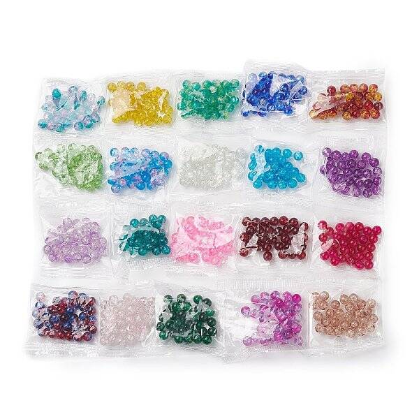 25Pcs Transparent Crackle Glass Beads