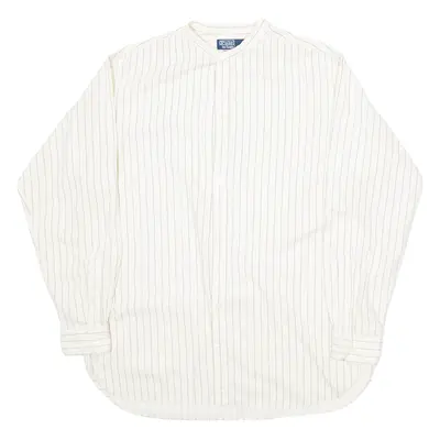 POLO RALPH LAUREN Mens Shirt White Striped Long Sleeve L