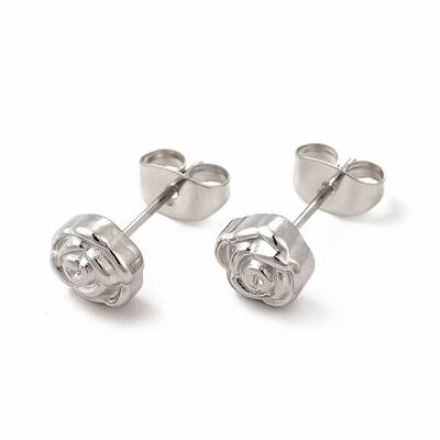 Non-Tarnish 304 Stainless Steel Flower Stud Earrings for Women
