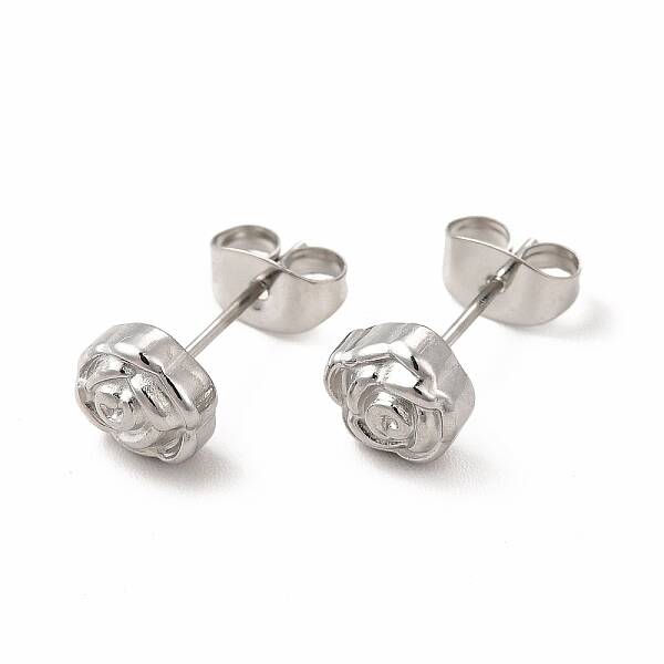 Non-Tarnish 304 Stainless Steel Flower Stud Earrings for Women