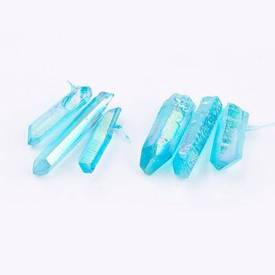 Electroplated Natural Quartz Crystal Graduated Beads Strands