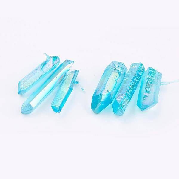Electroplated Natural Quartz Crystal Graduated Beads Strands