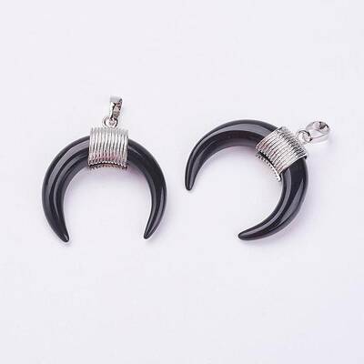 NaturalBlack Agate Pendants