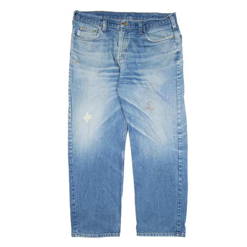CARHARTT Distressed Jeans Blue Denim Relaxed Straight Mens W38 L30