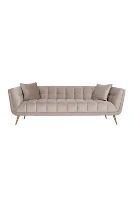 Khaki Velvet Channel Stitched Sofa | OROA Huxley
