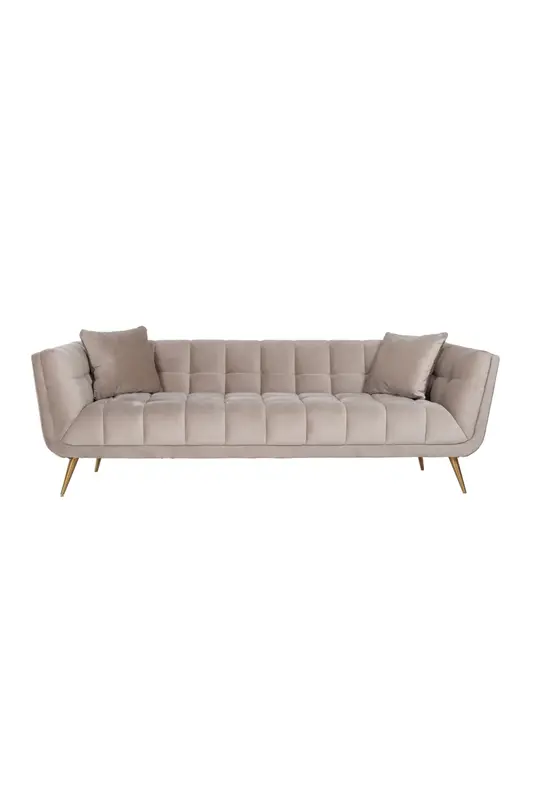Khaki Velvet Channel Stitched Sofa | OROA Huxley