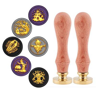6Pcs 6 Patterns Brass Wax Seal Stamp