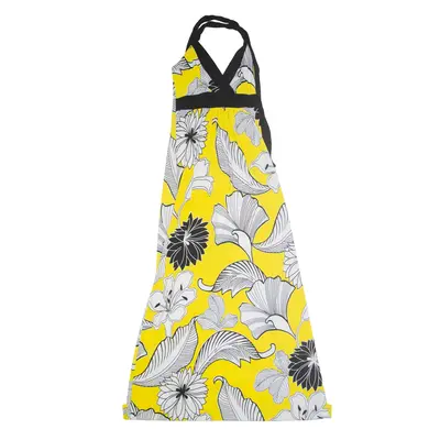 Y2K Maxi Dress Yellow Floral Sleeveless Long Womens UK 10