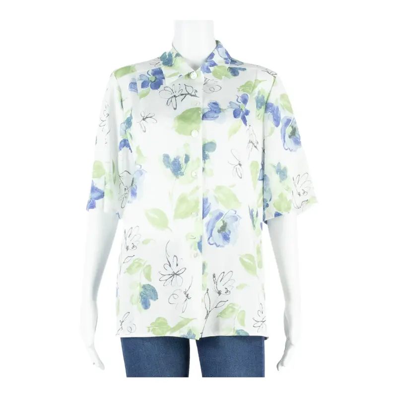 KARELIA Womens Printed Blouse Green Floral M