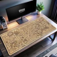 Wizarding World Map Desk Mat – Perfect Gift for Wizard Movie Fans and Magical Decor, cool gaming desk accessories, Mouse Pa...