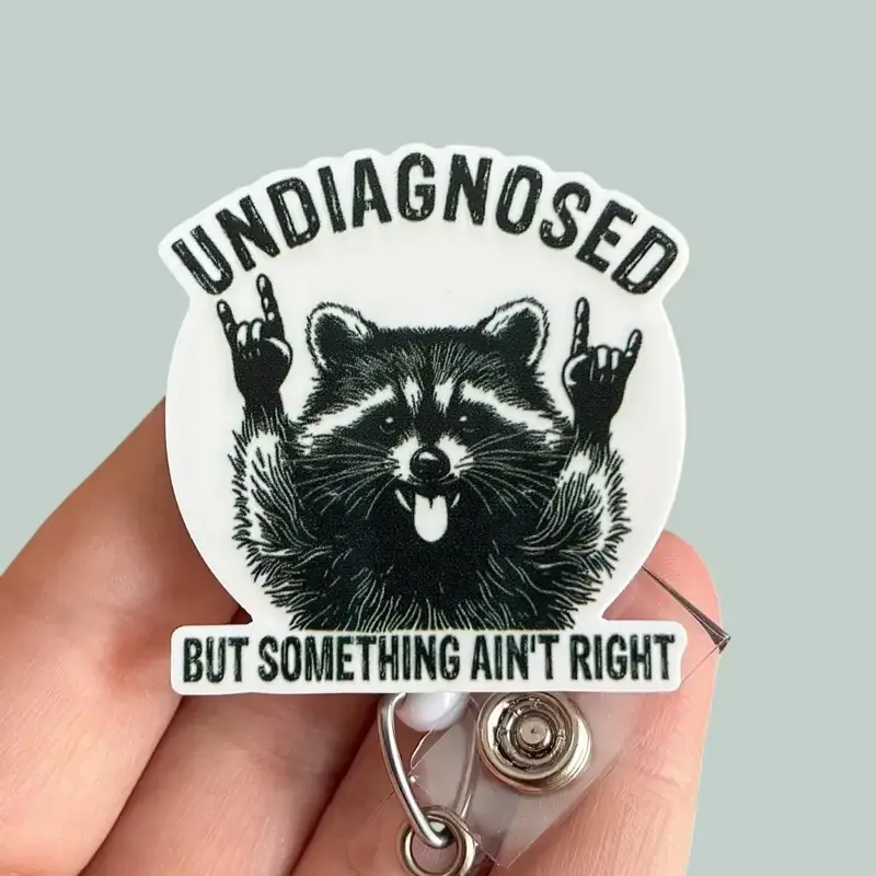 Glitter My Badge Undiagnosed but something isn’t right raccoon badge reel for nurse and hospital workers. Badge clip Badge ...