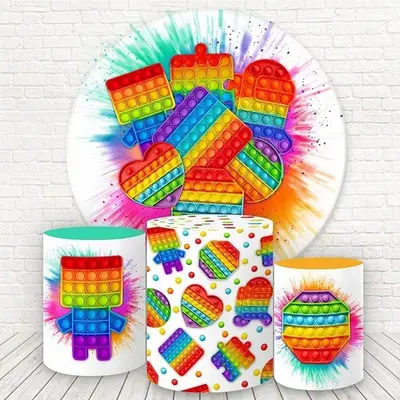 Aperturee Colorful Graffiti Pop Wall Round Birthday Backdrop Kit | Circle Party Backdrop | Custom Circle Backdrop Birthday | ...