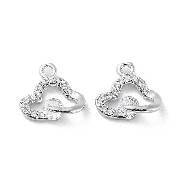 Brass Micro Pave Clear Cubic Zirconia Charms