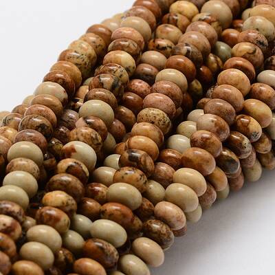 Rondelle Natural Picture Jasper Bead Strands