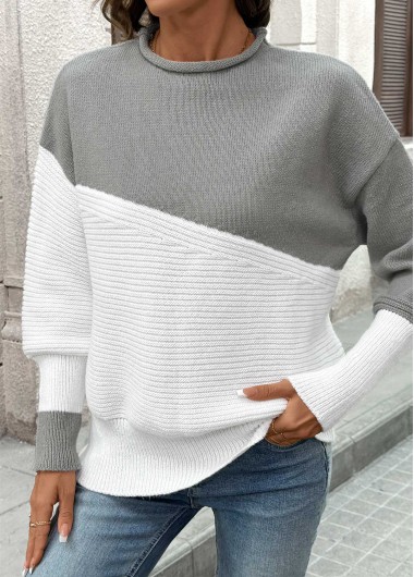 Modlily Grey Long Sleeve Round Neck Sweater - M