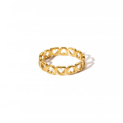 Stainless Steel Hollow Heart Couple Rings Non-fading Jewelry Women