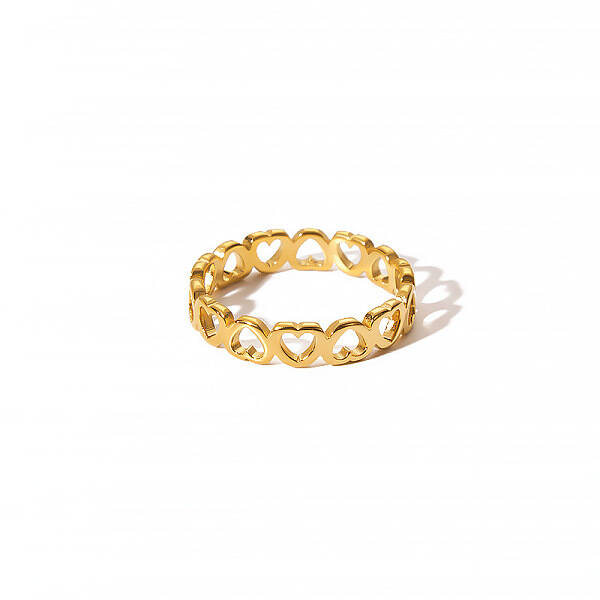 Stainless Steel Hollow Heart Couple Rings Non-fading Jewelry Women
