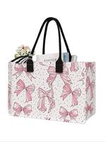 Bow Pattern Trendy Tote Bag, Casual Versatile Shopping Bag for Women, Fashionable Makeup Bag for Daily Use,  Gift for Wife, S...