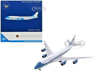 Boeing VC-25B Transport Aircraft United States of America - Air Force One (30000) White with Blue Stripes 1/400 Diecast Model...