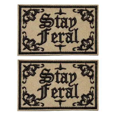 Gothic Style Stay Feral Embroidery Patch, 2 Counts/set Iron on Patch, Sewing Patch for Clothes, Jeans, Jacket, Bag, Hat, DIY ...