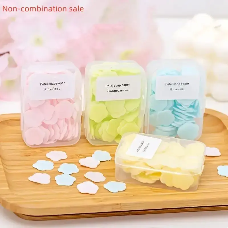 Bathroom Accessories Paper Soap Sheet, 100pcs/box Disposable Soap Flake, Portable Hand Washing Soap Tablet, Outdoor Camping C...