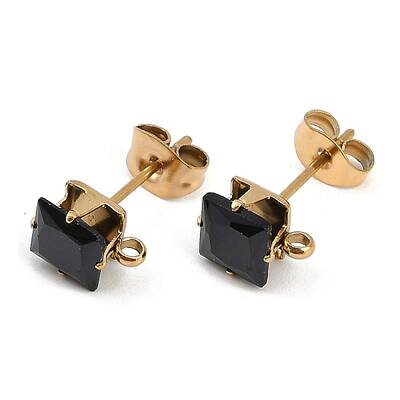 Ion Plating(IP) 304 Stainless Steel Cubic Zirconia Stud Earring Findings