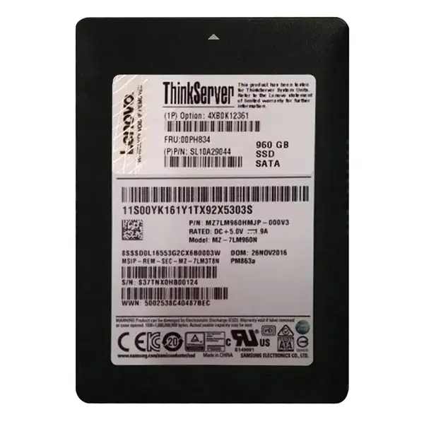 4XB0K12361 Lenovo 960GB TLC SATA 6GB/s Hot Swap Enterprise Entry 2.5-Inch Internal Solid State Drive